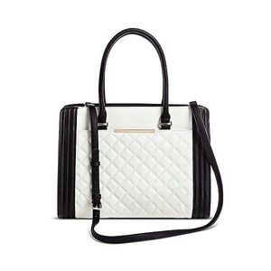 Miztique quilted work tote bag, black/white/gold